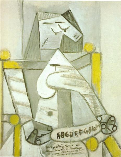 Pablo Picasso Oil Paintings Seated Woman With Spelling Book